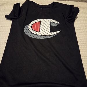 Champion Kids Black Tee with Red and Gray Desig